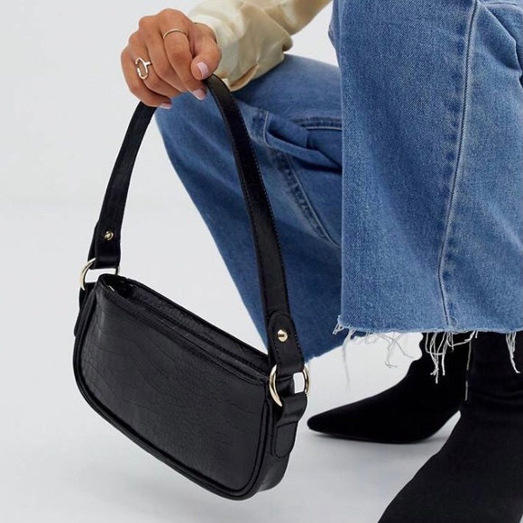 ASOS Bags Croc Effect 9s Shoulder Bag In Black By Asos Poshmark
